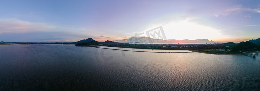 Ariel view of Bang phra reservoir, Sriracha, Chonburi, Thailand