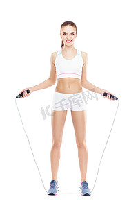 体重减轻摄影照片_在运动型内衣适合年轻女人 