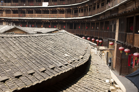 住宅外墙摄影照片_亚洲, 中国, 福建省, 高北土楼群, 福建土楼,