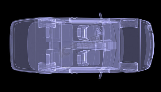 汽车线框摄影照片_x 射线的概念车。顶视图