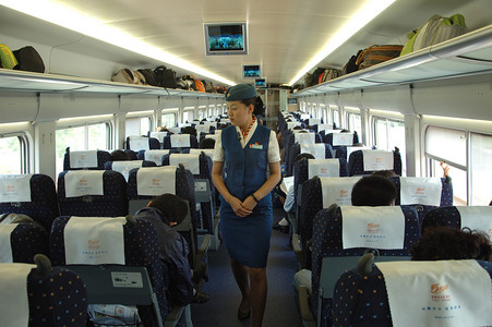 人像生成摄影照片_在火车上，中国的女服务员