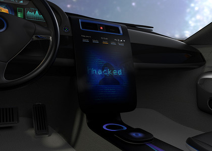 车辆控制台监控显示屏幕截图的电脑系统遭黑客攻击.