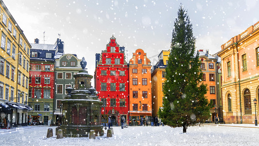斯德哥尔摩的圣诞节 Stortorget 广场圣诞装饰