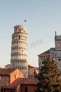 意大利托斯卡纳Pisa Piazza dei Miracoli的倾斜塔