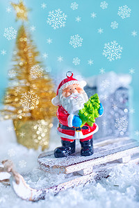 12月横幅摄影照片_在洁白的雪地的圣诞装饰