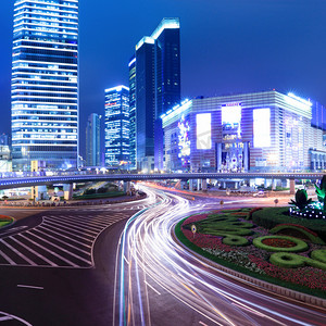 夜上海摄影照片_在现代城市的夜上海