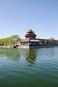在北京，中国的古代紫禁城墙。