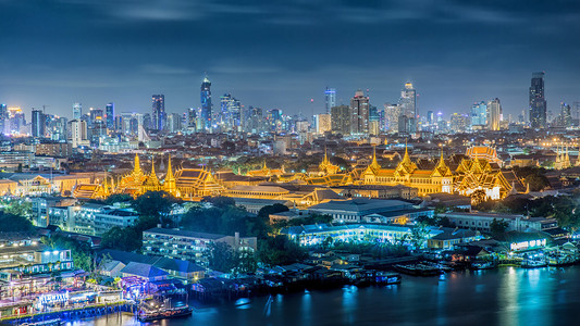 泰国留学摄影照片_泰国曼谷黄昏时分的大殿