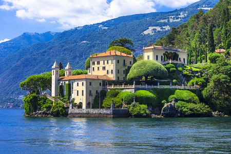 浪漫卡通星空摄影照片_浪漫 Lago di Como-别墅 del Balbinello。意大利