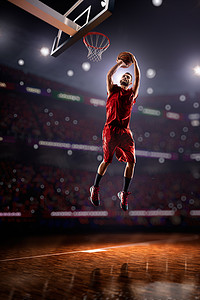书本打光摄影照片_红色的篮球运动员在行动