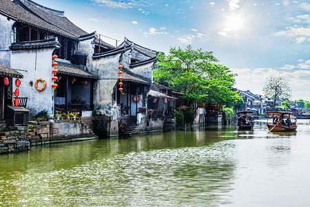 传统经典摄影照片_西塘古镇西塘是首批中国历史文化名镇，坐落在浙江省，中国.