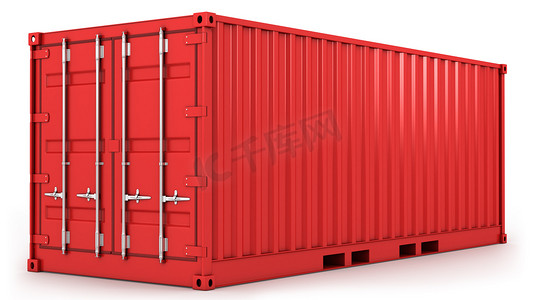 红色货运集装箱隔离
