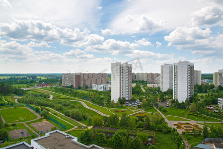 森林摄影照片_顶视图的泽廖诺格勒，俄罗斯的一条大街