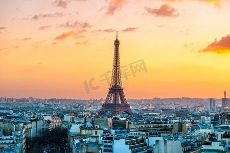 k线摄影照片_日出在巴黎埃菲尔铁塔