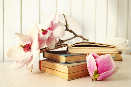 具有过滤效果的郁金香花复古风格拿着一本魔法书的女巫多彩的杏仁饼