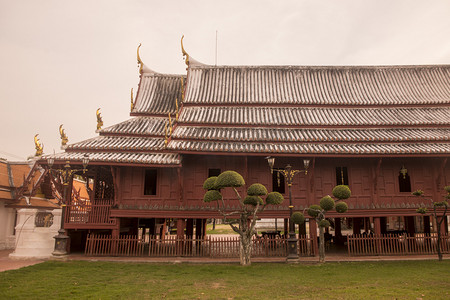 位于Phetchaburi市的Wat Yai Suwannaram寺或位于泰国Phetchaburi省的Phetburi寺。Thailand, Phetburi, November, 2019