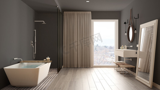 浴室风格摄影照片_古典浴室，现代简约室内设计