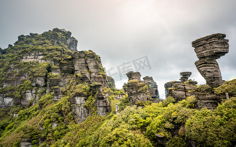 粉岭山金山顶的风景和蘑菇形的石头 