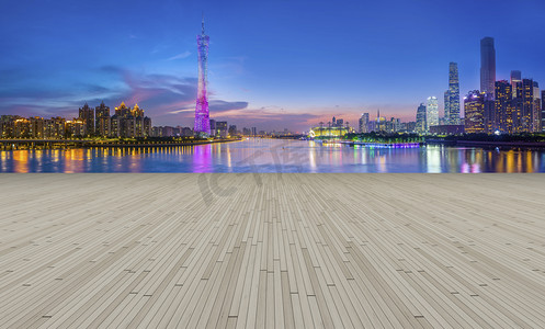 风景摄影照片_城市摩天大楼和正方形的石板地面