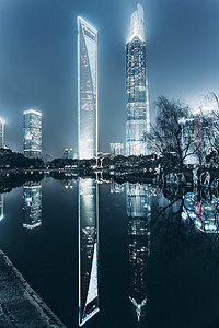 上海陆家嘴市城市建筑的夜景