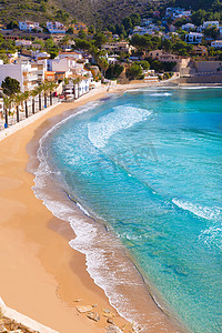 在地中海的阿利坎特 moraira 海滩 el portet 海滩