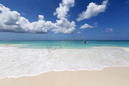 Ship near tropical island