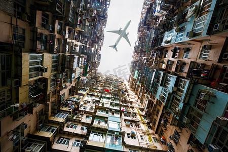 香港老建筑摄影照片_公寓房
