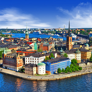 风景优美的古城观 (格姆拉斯坦） 在斯德哥尔摩，瑞典