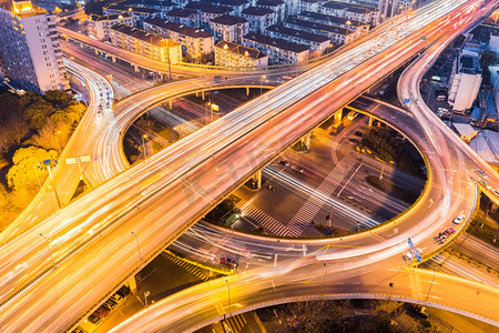 city overpass closeup at busy night