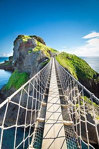 海洋王国摄影照片_在北爱尔兰绳桥、 岛、 岩石、 大海
