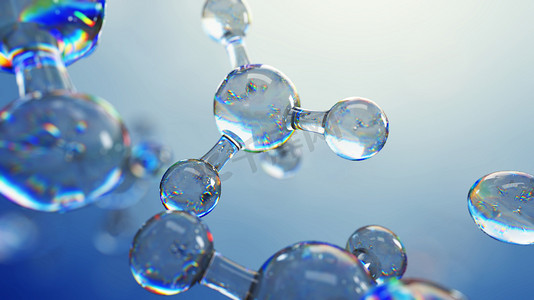 玻璃分子的三维图原子连接概念抽象的科学背景