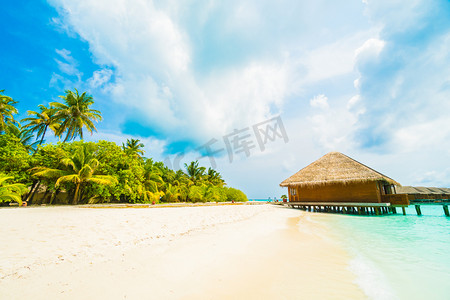 吊床摄影照片_美丽的热带马尔代夫岛