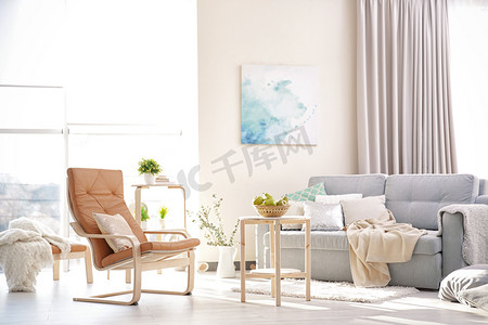 pillow摄影照片_cozy living room