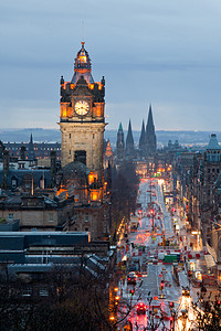 英国地标摄影照片_爱丁堡钟楼苏格兰黄昏