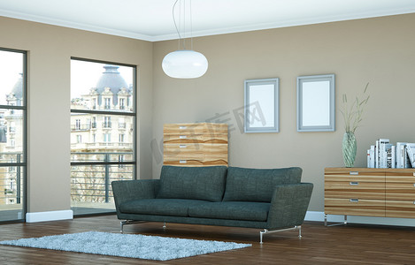 现代明亮 skandinavian 室内设计起居室
