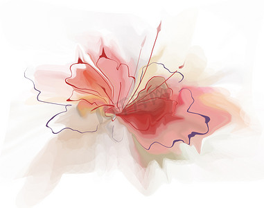 水模板摄影照片_粉红色的水彩花