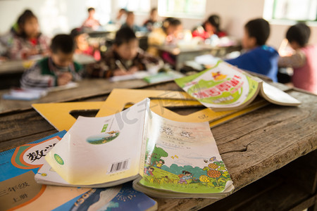 小学女生摄影照片_乡村小学里的小学生