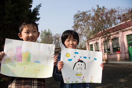 智慧城市人摄影照片_乡村小学里的小学生