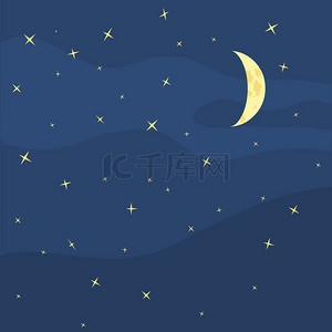 矢量的夜空,月亮和星星