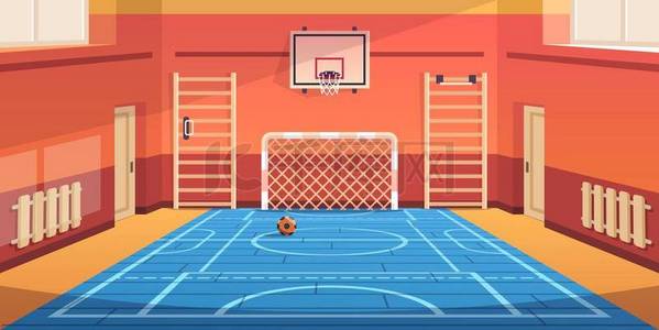 卡通体育馆篮球场背景