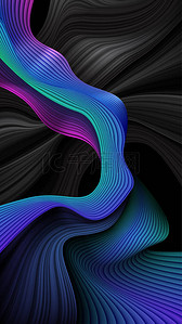 矢量艺术中3D波浪形条纹的抽象背景，适用于移动屏幕、电话桌面、登陆页、 UI / UX和墙纸.