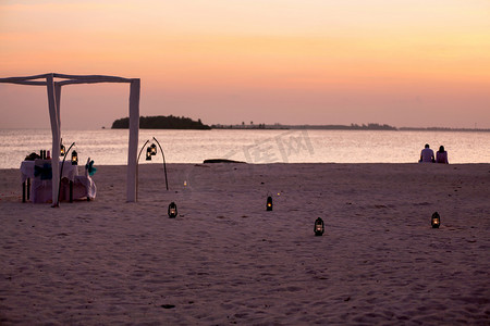 夜晚海景摄影照片_马尔代夫海景