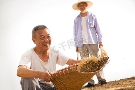 三农图片摄影照片_两位老农民在干农活