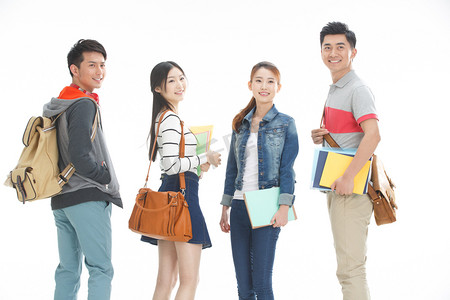 年轻的大学生背着书包
