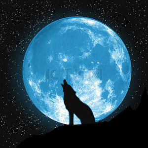 月亮从地面.嚎叫的狼,由美国国家航空航天局提供此向量的元素