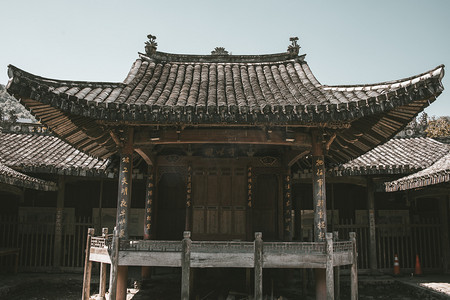 温州市永嘉古镇古式建筑戏台摄影图配图