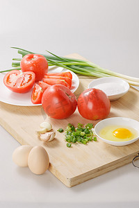 蛋黄摄影照片_炒西红柿鸡蛋的食材