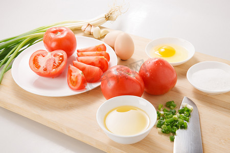 西红柿图片摄影照片_炒西红柿鸡蛋的食材