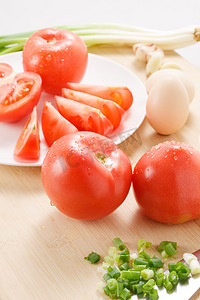 创意食材摄影照片_炒西红柿鸡蛋的食材