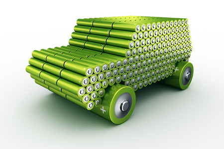 绿色的电池摄影照片_电池供电车